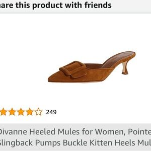 Amazon Divanne chestnut colored mules with kitten heel . $48 orig